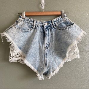 NWT Privy Flutter Denim and Lace Shorts- Medium